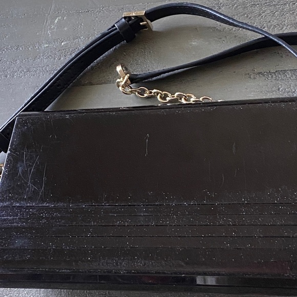 Diane Von Furstenberg Black Glitter Resin Twilight Clutch Crossbody - Picture 2 of 5